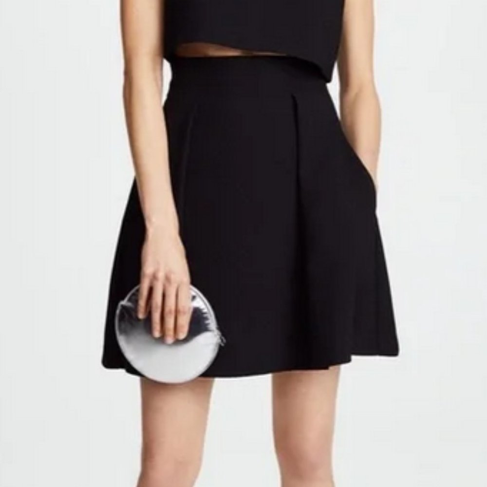 Black Halo Sanibel High-Waist Box Pleated Mini Skirt